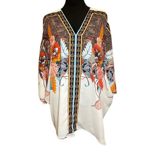 Rose+Olive v neck scarf‎ floral blouse